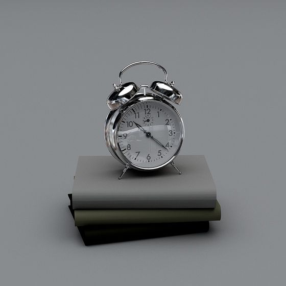Vintage Alarm Clock 3D Model on Stacked Books