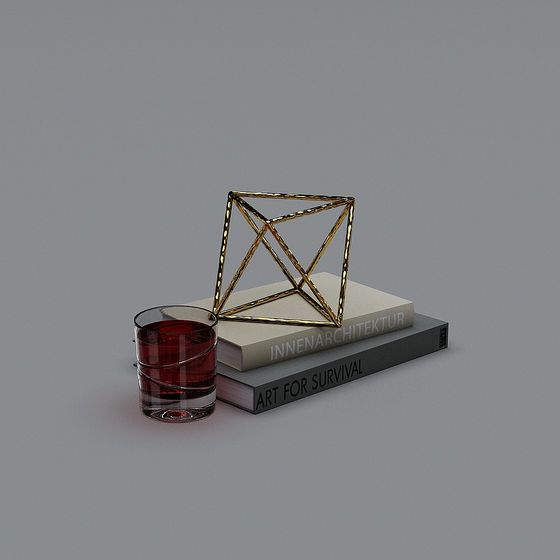 Geometric Elegance 3D model with Gold Metal Frame
