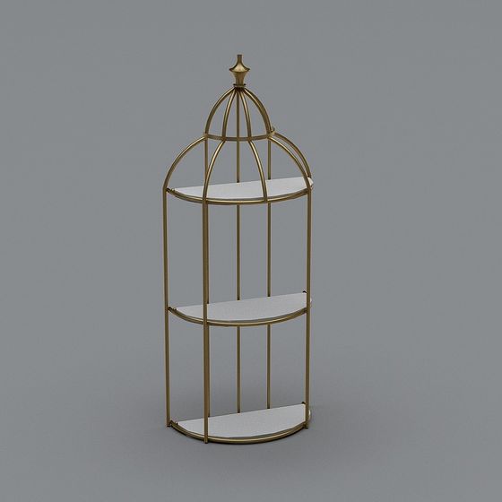 Golden Birdcage Shelf 3D model