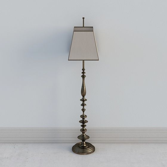Retro Floor Lamp 3D model with Unique Charm