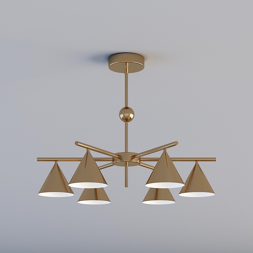 3D lights are all TY-Nordic Modern Guest Restaurant Bedroom Iron Chandelier-88066-6-Gold