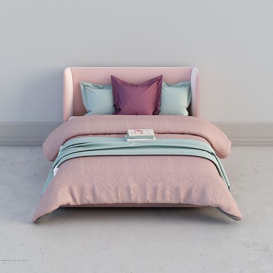 Elegant Low-Poly Bed 3D Model Design