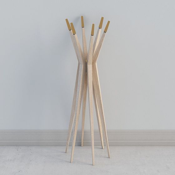 Stylish Wooden Coat Rack 3D model for Creative Spaces