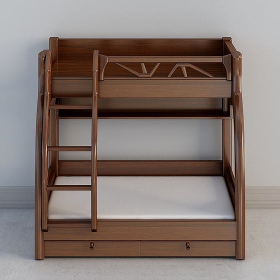 Minimalist Low-Poly Bunk Bed 3D model