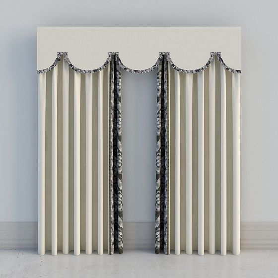 Elegant Low-Polygon Curtain 3D Model