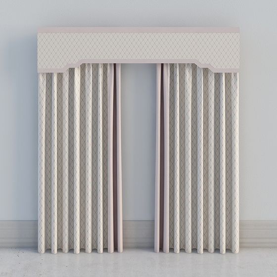 Low-Polygon Textured Curtain 3D model