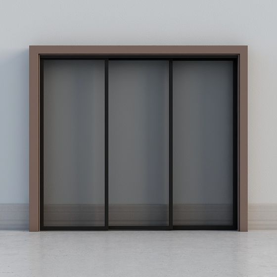 Stylish Glass Sliding Door 3D model for Modern Interiors
