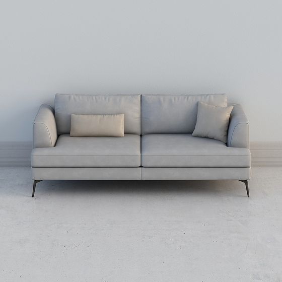 Modern Low-Poly Gray Sofa 3D model