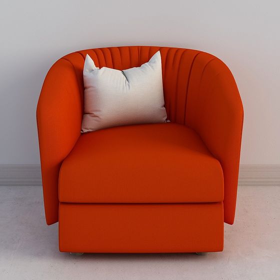 Stylish Orange Low-Poly Sofa 3D model