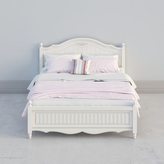 Elegant Low-Poly Bed 3D model