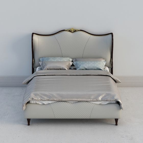 Elegant Low-Poly Bed 3D model