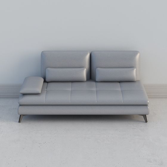 Stylish Gray Leather Sofa 3D model for Modern Interiors