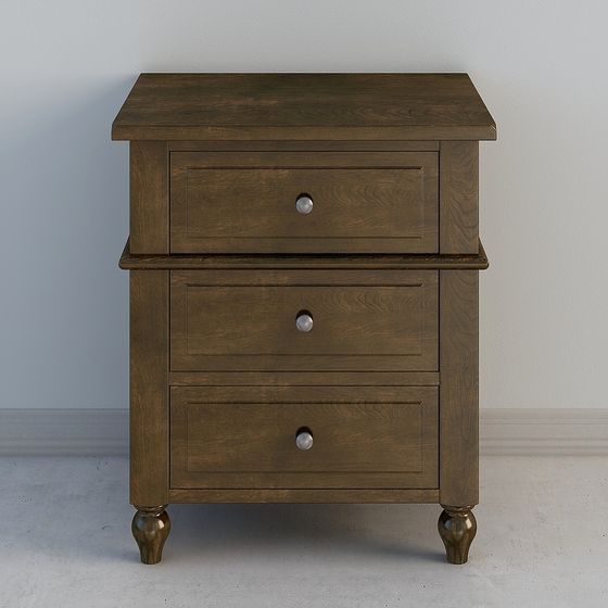 Elegant Low-Polygon Bedside Table 3D model