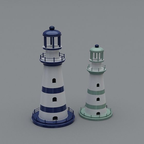 Charming Lighthouse 3D Model Duo for Creative Projects