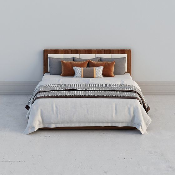 Modern Minimalist 3D Bed Model for Cozy Spaces