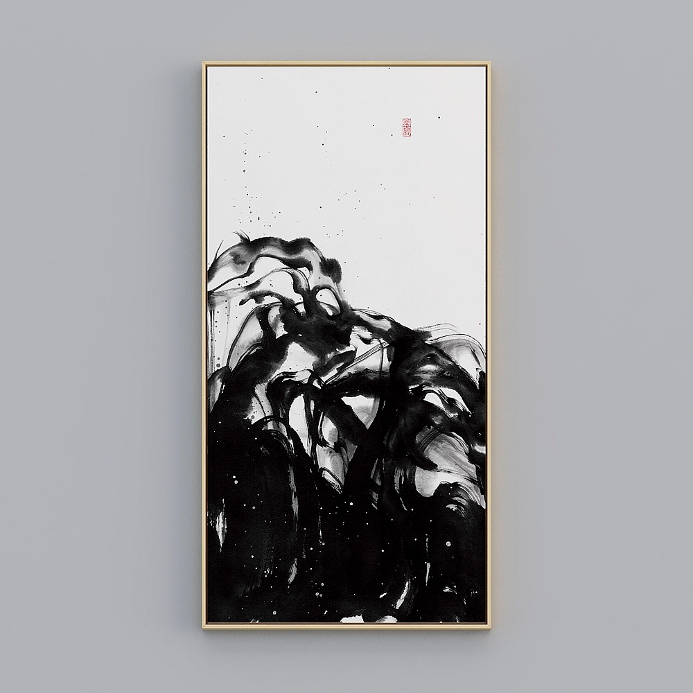 Baxter bon salon chinois thé salon cadre en bois vertical 73x143cm souvent brume Zen qy158f-x-1-3