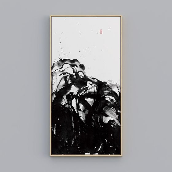 Ink Rhythms Abstract Painting 3D Model