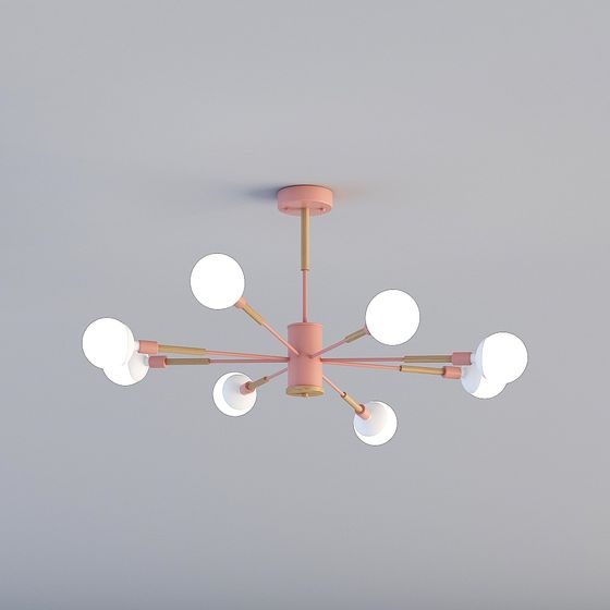3D ライト TY-北欧モダン ゲスト レストラン ベッドルーム アイアン ウッド シャンデリア-88067-8-ピンク