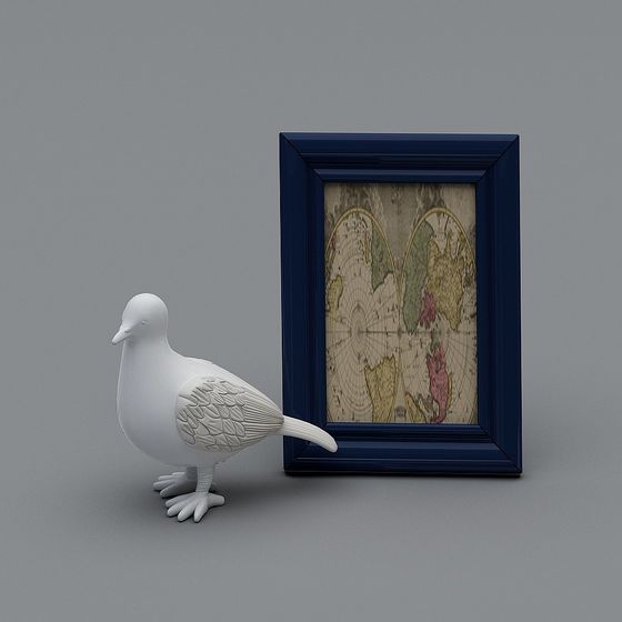 Elegant 3D Model of a White Dove