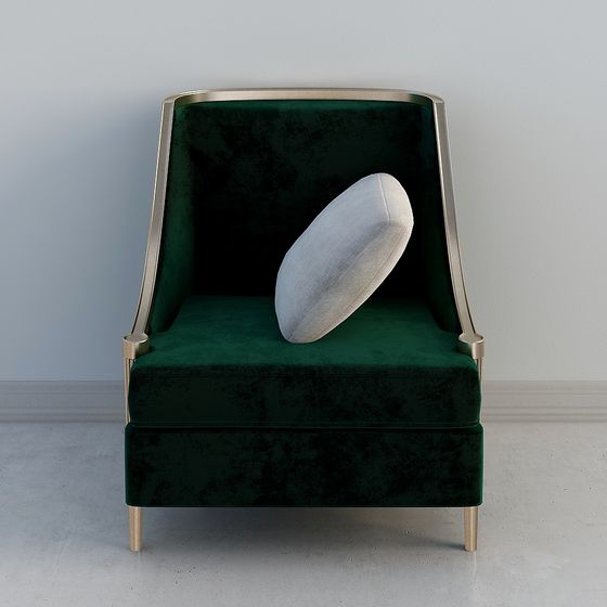 Deep Green Velvet Sofa 3D model