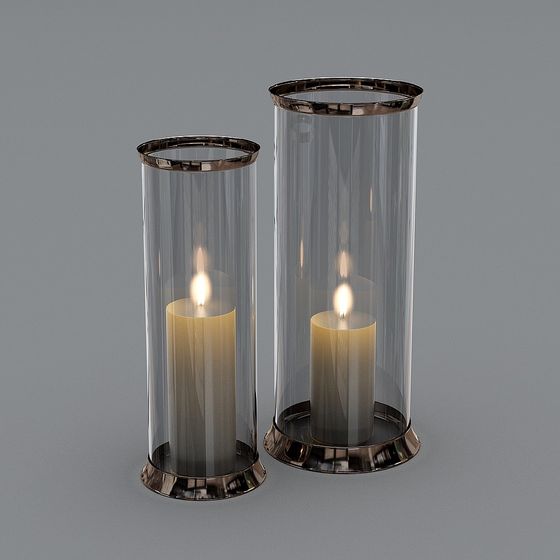 Elegant Glass Candle Holder Set 3D model