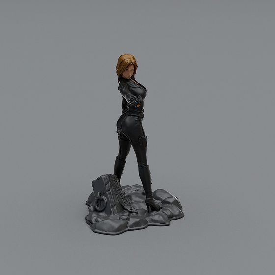 High-Detail Black Leather Tactical Character 3D model
