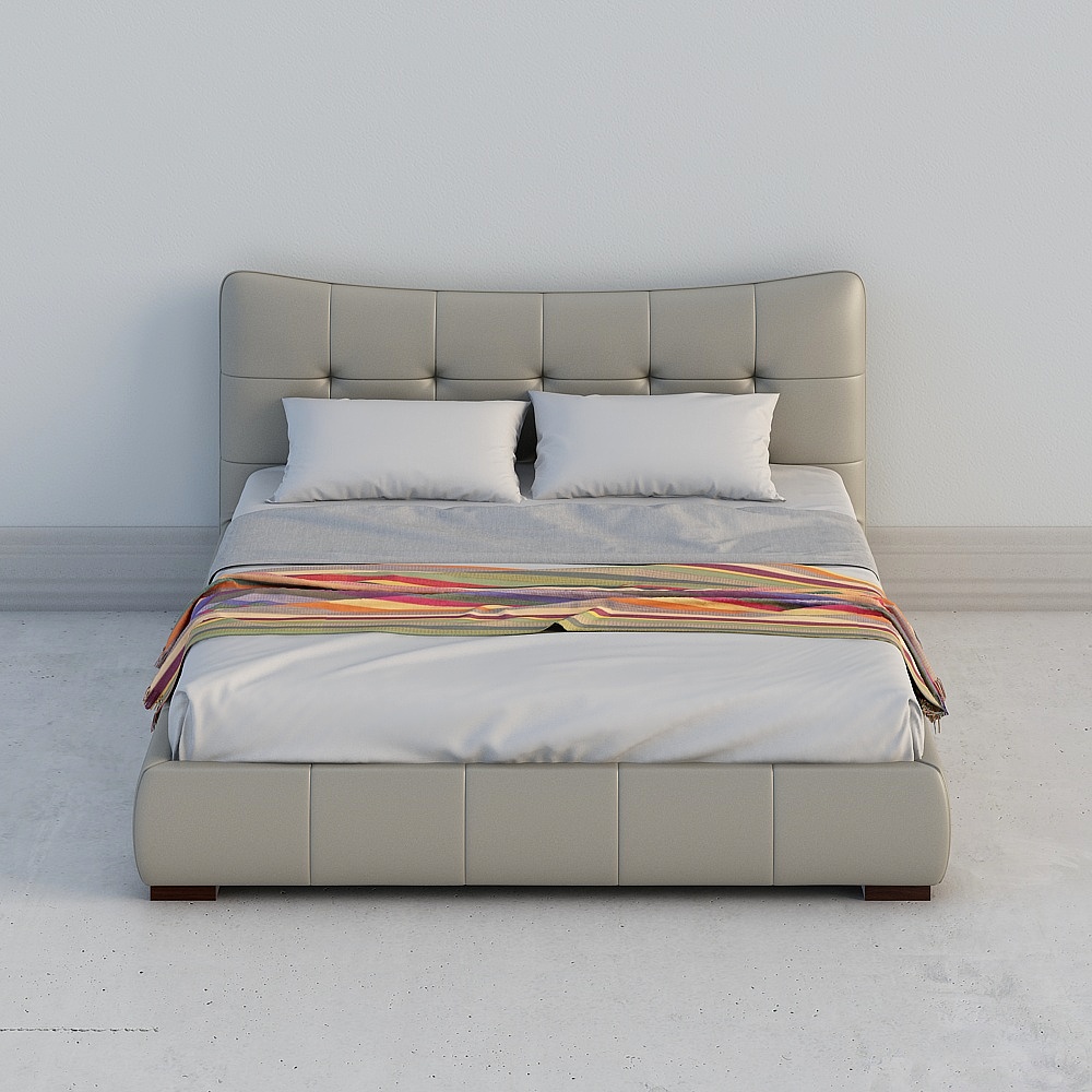 Elegant Low-Poly 3D Bed Model for Modern Interiors