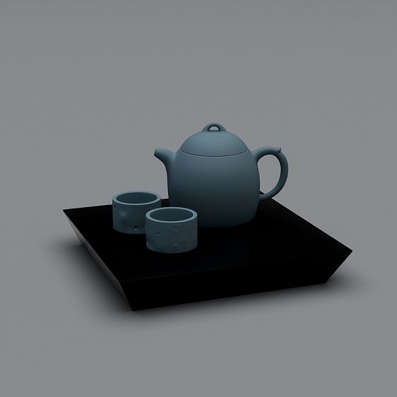 Stylish Minimalist Tea Set 3D model for East Asian Aesthetics