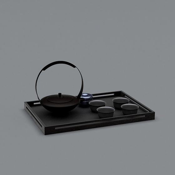 Sophisticated Black Tea Set 3D model for Zen Spaces