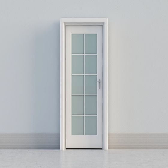 Modern Glass Window White Frame Door 3D model