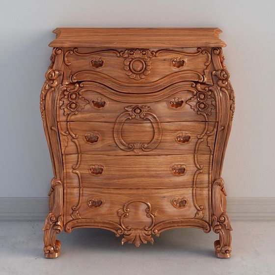 Baroque Style Vanity Table 3D model