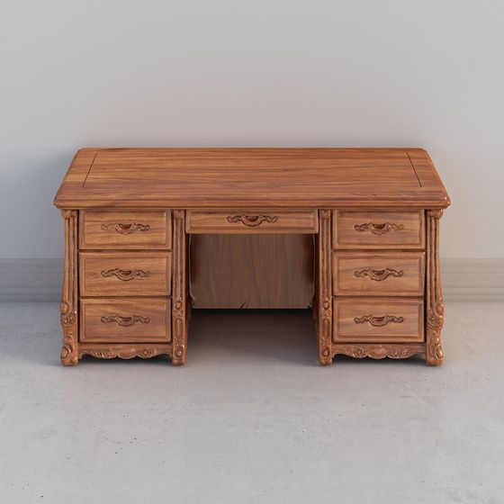 Elegant Retro Office Desk 3D model for Creative Space