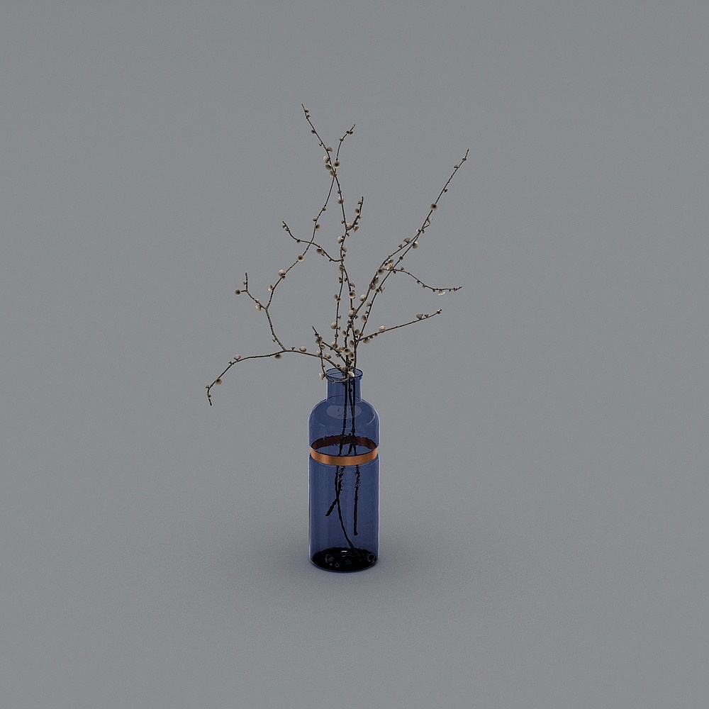 Glass Bottle with Branches 3D model