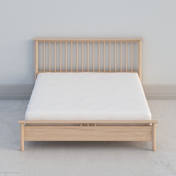 Minimalist Wooden Bed Frame 3D model