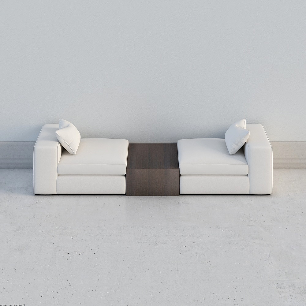 Modern light-coloured curved sofa