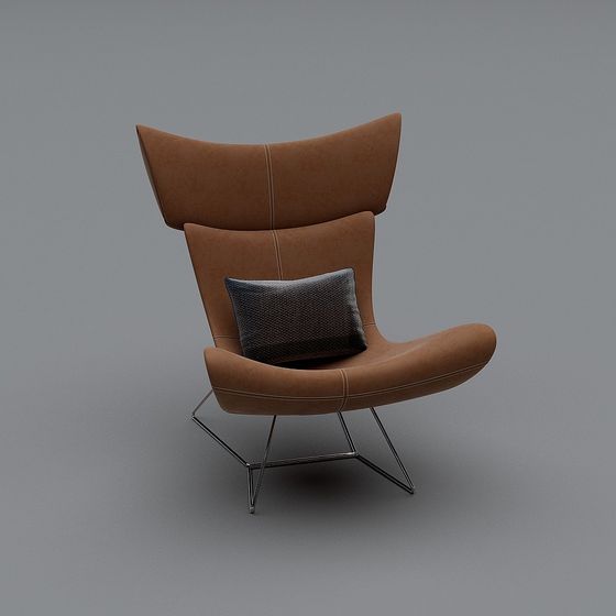 Elegant Earth Tone Leather Armchair 3D model