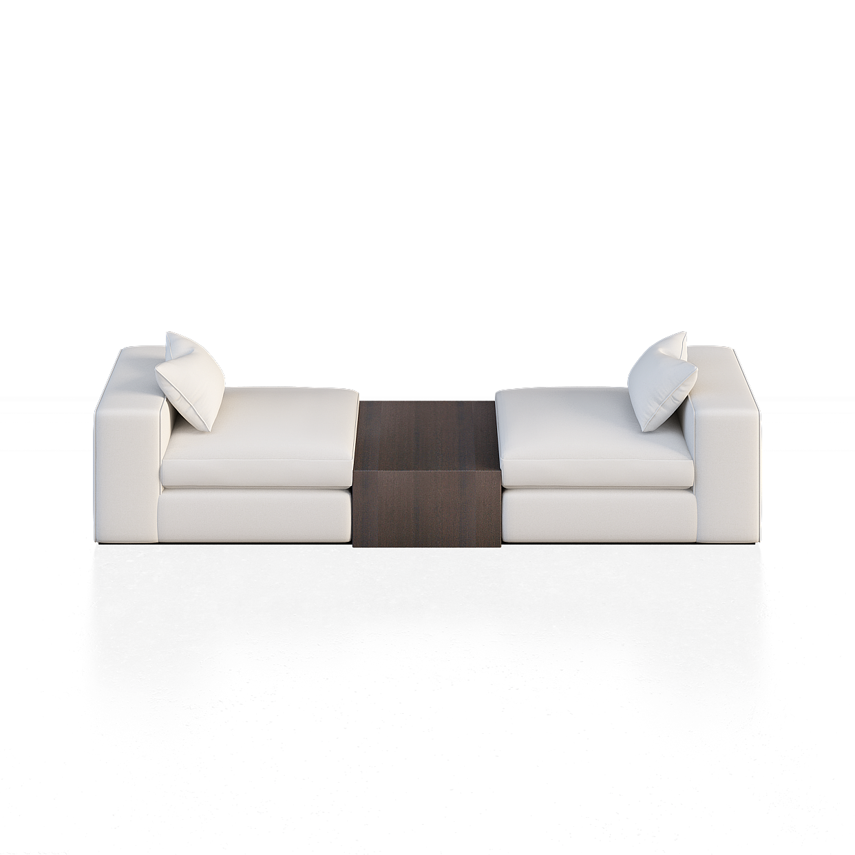 Modern Minimalist Low-Poly Sofa 3D Model – White Leather Design