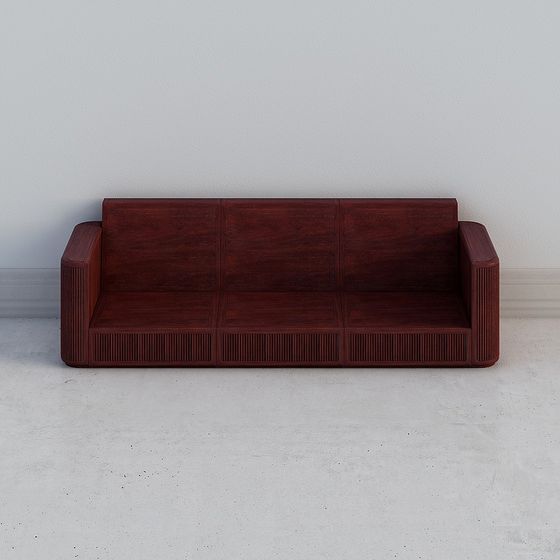 Elegant Wooden Sofa 3D Model for Interior Design