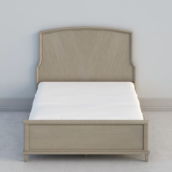 Gray Double Bed 3D Model for Modern Bedrooms