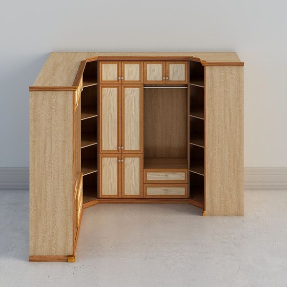 Wood Color Wardrobe 3D Model