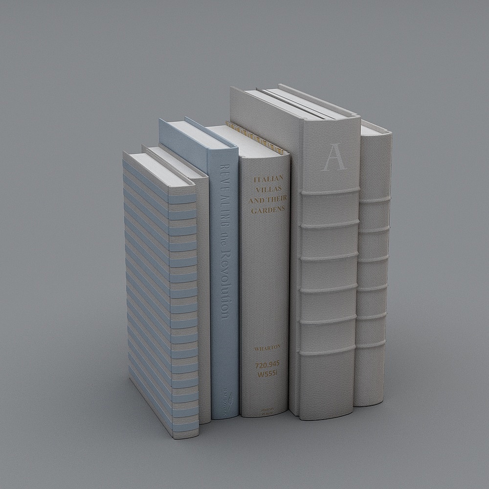 3D Bookshelf Low-Poly Model for Interior Design