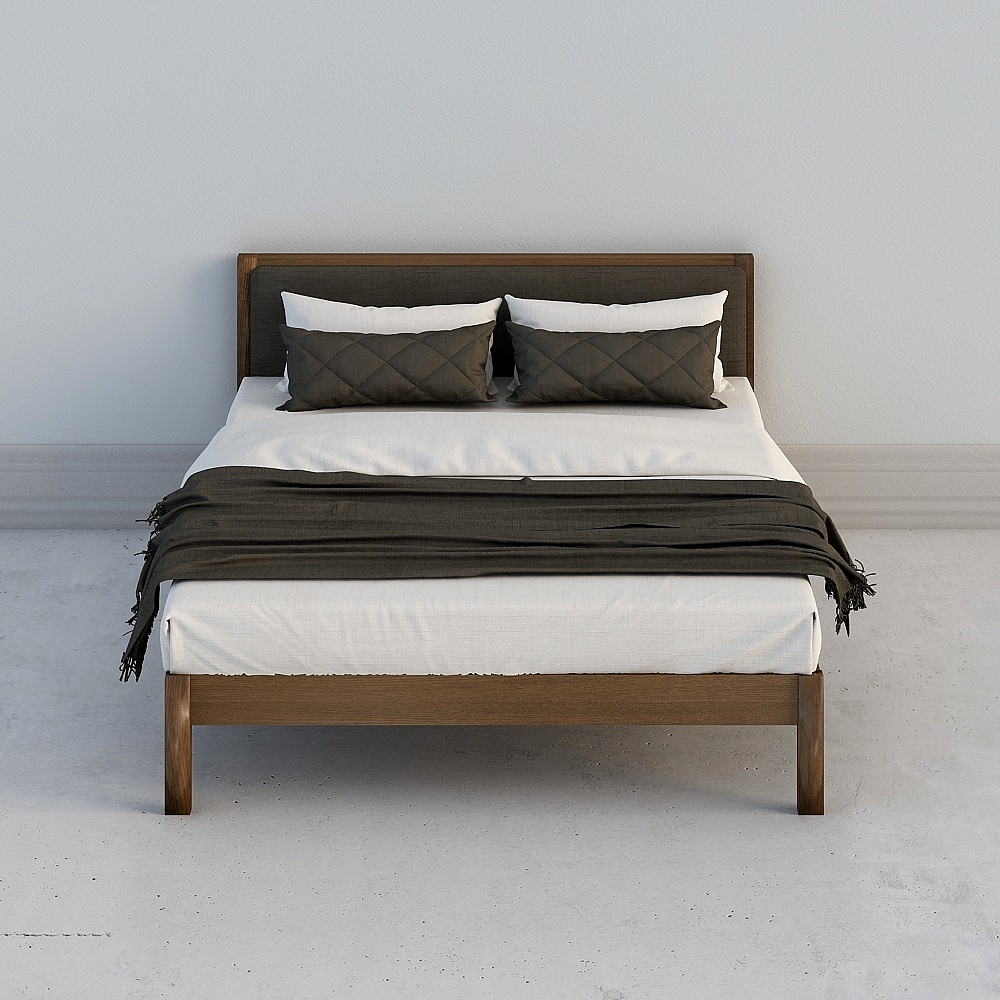 Elegant Low-Poly Bed Frame 3D Model