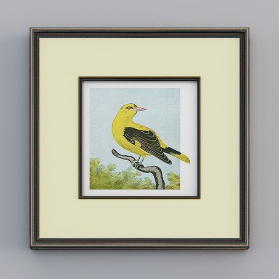 Yellow Oriole Framed 3D Model
