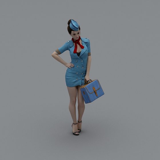 Charming Flight Attendant 3D Model