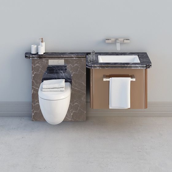 Sleek Low-Poly Bathroom Set 3D model