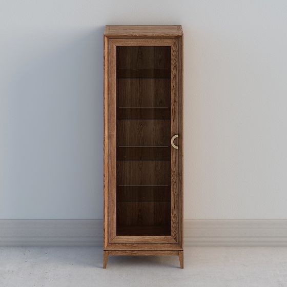 Elegant Wooden Display Cabinet 3D model