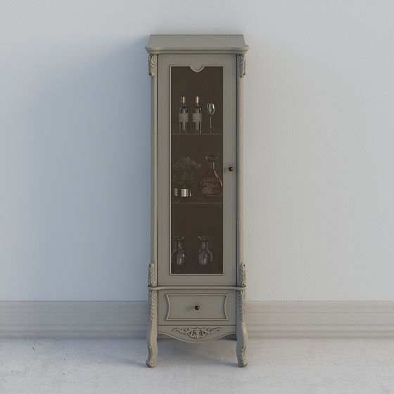 Elegant Vintage Bar Cabinet 3D model