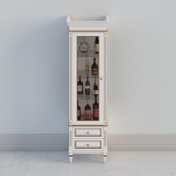 Elegant Wine Cabinet 3D model with Modern Flair
