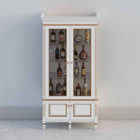 Elegant Vintage Bar Cabinet 3D model