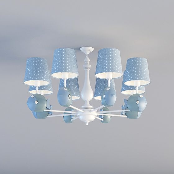 Whimsical Whale Chandelier 3D model